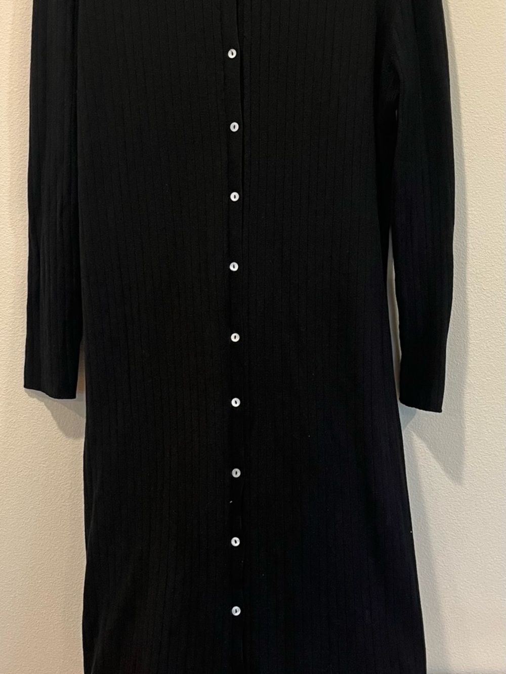 Zara Black Ribbed Polo-Style Button Dress